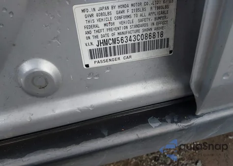 2003 Honda Accord 2.4 Lx z USA, uszkodzony, nr VIN JHMCM56343C086818